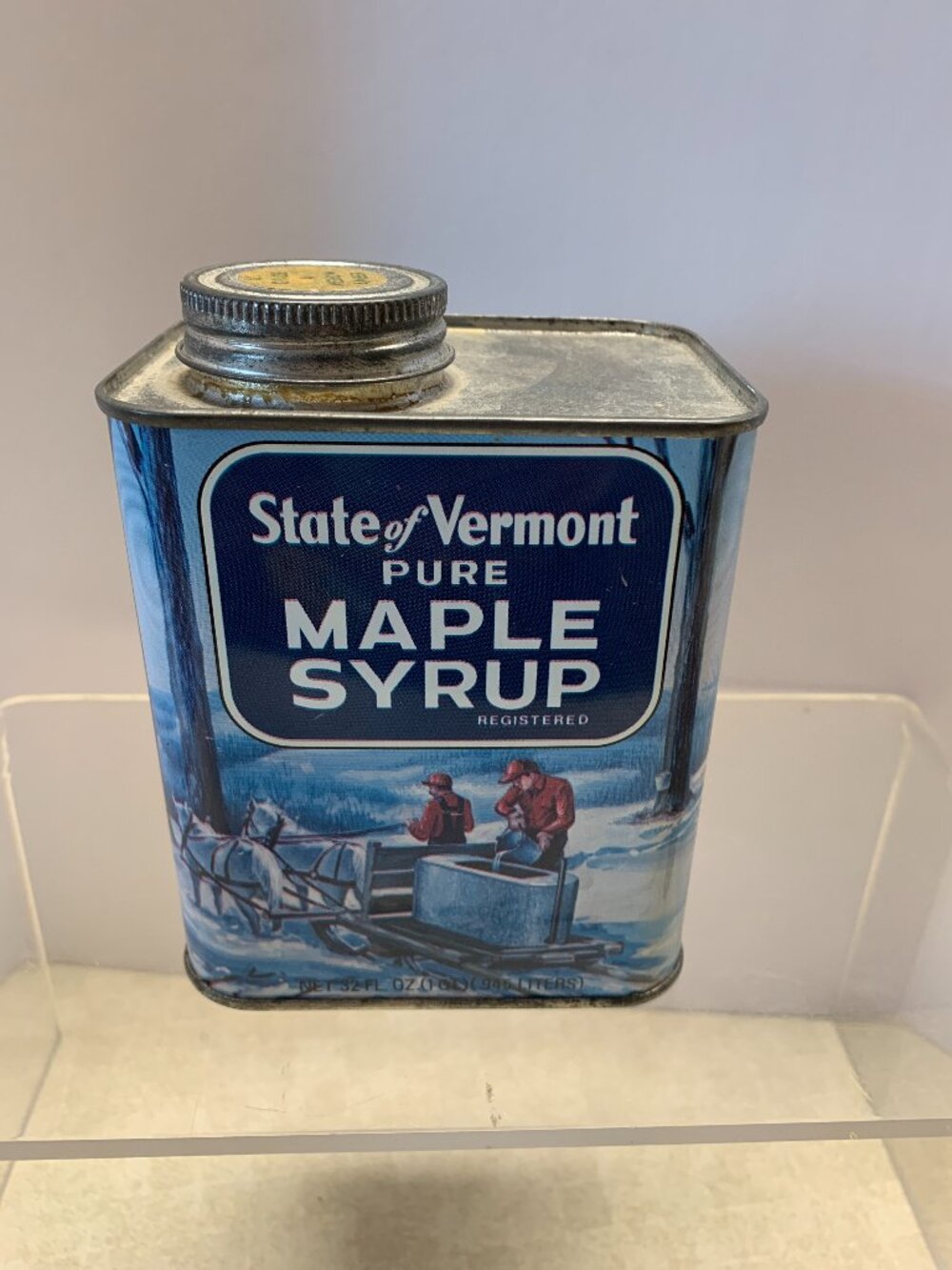 Vintage State Of Vermont Pure Maple Syrup Decorative Tin 32 oz